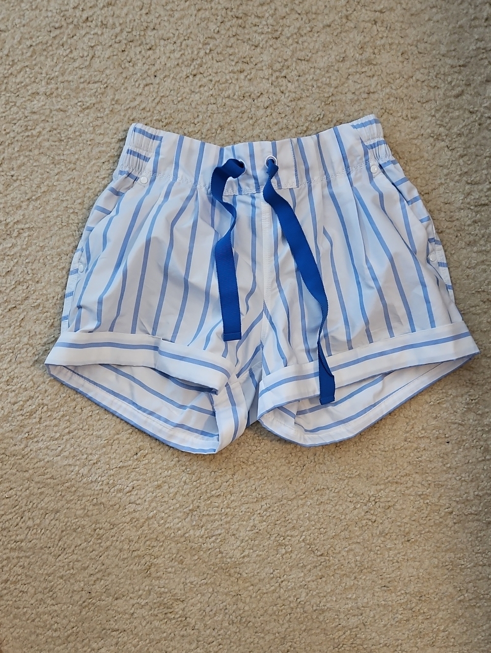 lululemon athletica Blue & White Striped Athletic Shorts